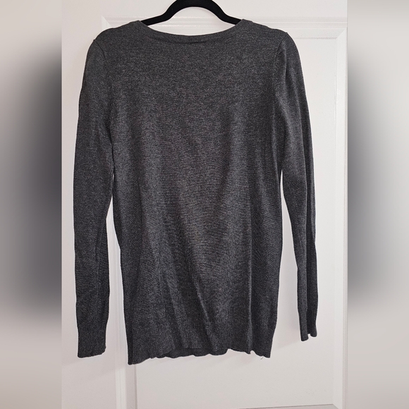 Women's Gray V-Neck Sweater - Picture 4 of 6